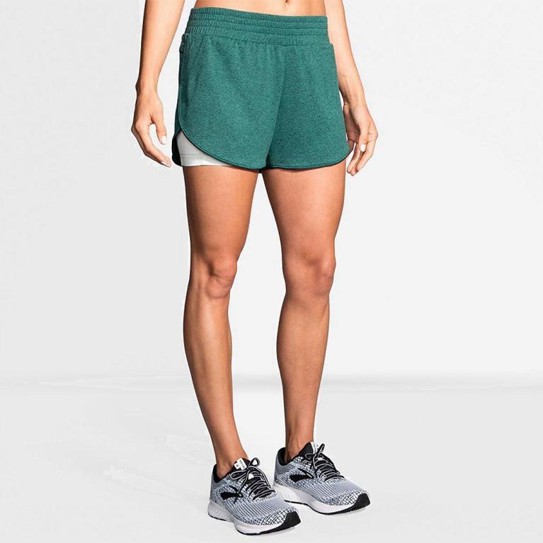 Brooks Rep 3 2-In-1 Australia - Women's Running Shorts - Green (918605-GLP)